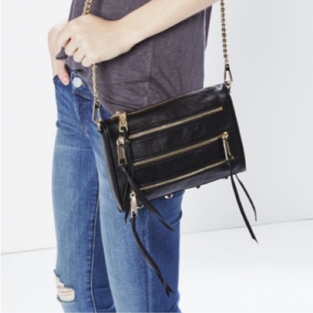 Rebecca Minkoff Mini 5 Zip Crossbody Bag Black